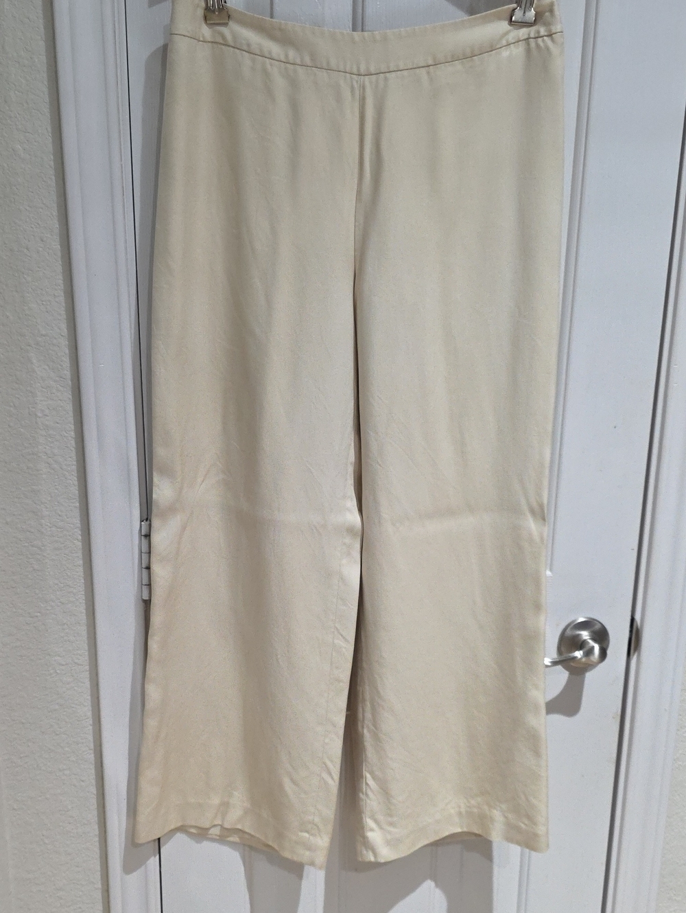 Valerie Stevens 100% Silk Cream Wide-Leg Pants Size 12P